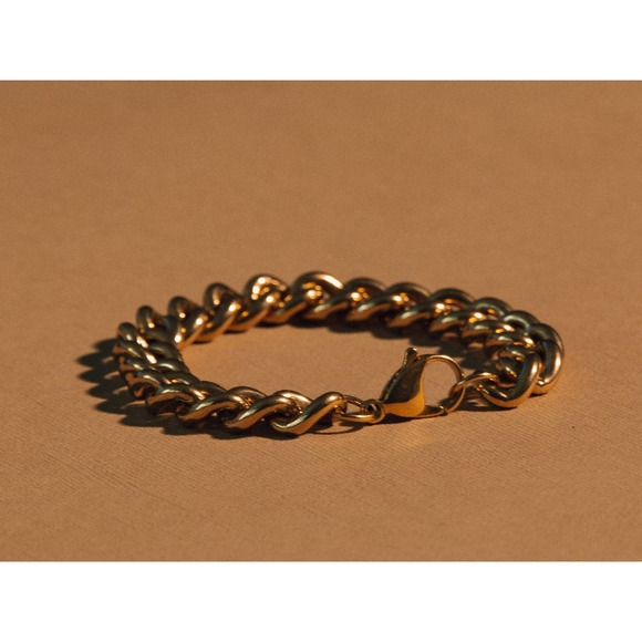 Sage 18k Gold Plated Stainless Steel Hypoallergenic Chunky Cuban Chain Bracelet - Picture 5 of 8